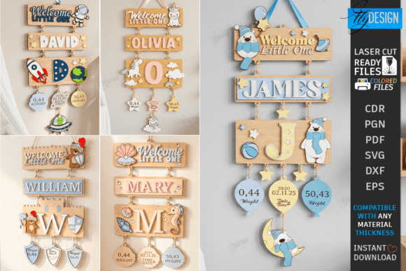 3D Layered Newborn Sign: Perfect Laser Cut Designs