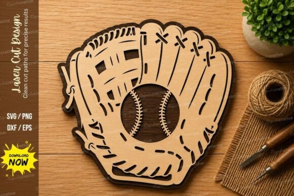 Baseball Glove Laser Cut SVG Design