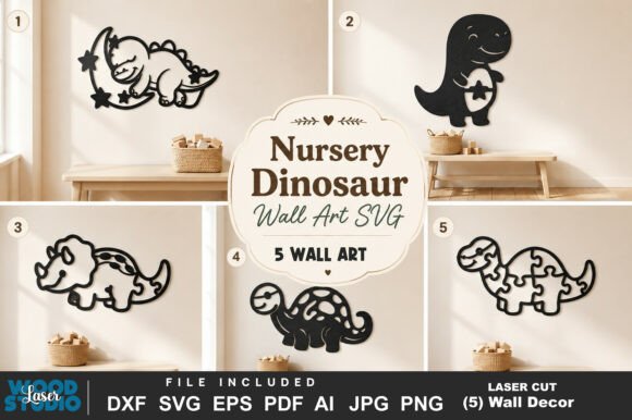 Charming Dinosaur Wall Art for Nursery Decor