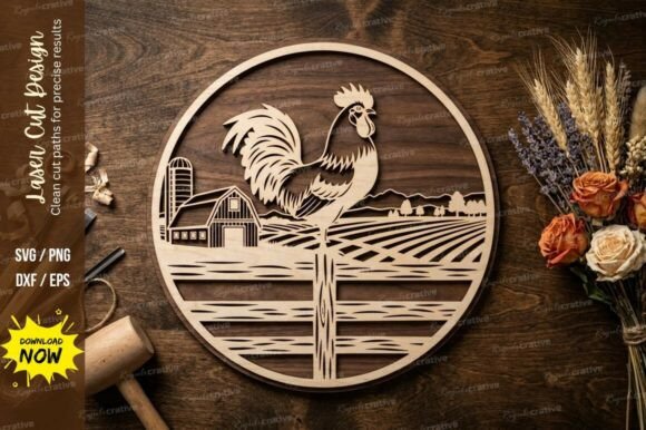 Create a Charming Farmhouse Scene with This Laser Cut SVG