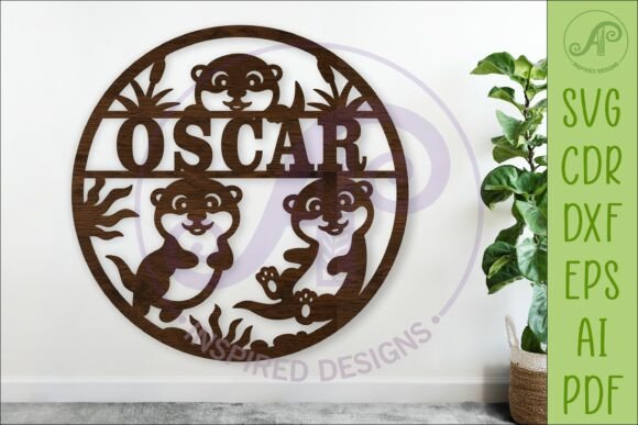 Cute Otter Nursery Name Sign SVG: A Round Delight