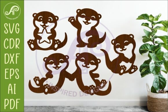 Cute Otters Silhouette SVG Shapes 1: Creative Laser Cut Designs