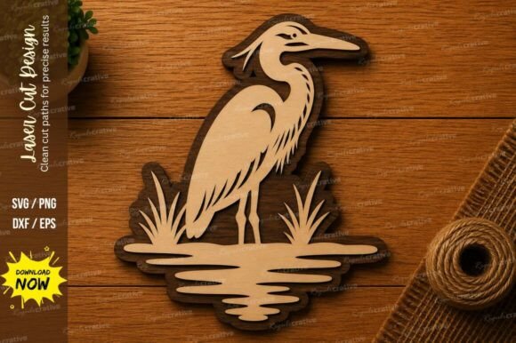 Elegant Heron SVG for Laser Cut & Craft Projects