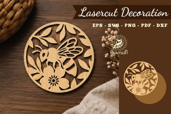 Floral Bee Lasercut Decoration SVG 2: Elegant Design Asset