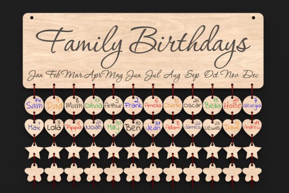 Laser Cut Family Birthday Board Svg File