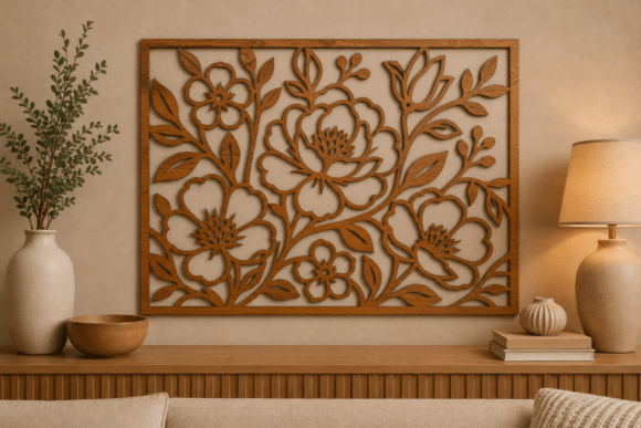 Laser Cut Floral Wall Panel SVG File