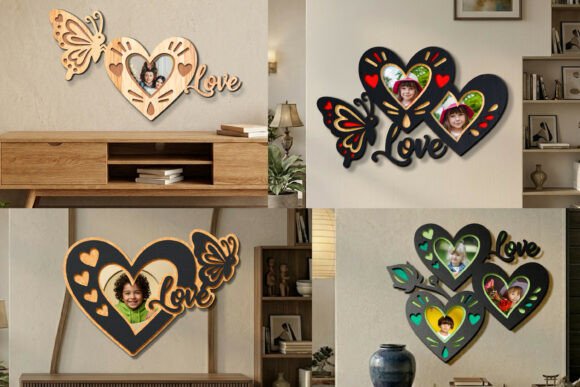 Laser Cut Heart Photo Frame SVG Bundle