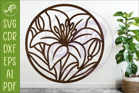 Lily Flower Wall Art SVG | Round Floral