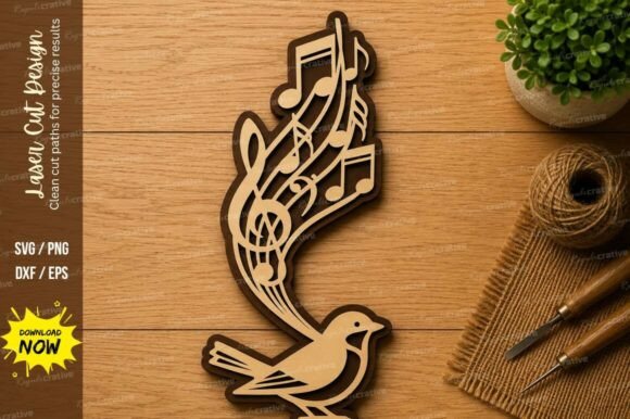 Music Bird Laser Cut SVG | Musica: A Design Asset