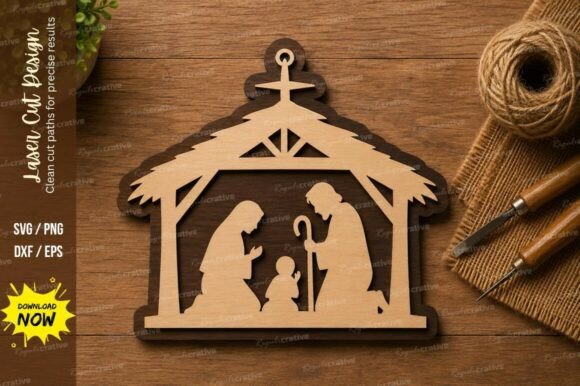 Nativity Scene Laser Cut SVG Design for Crafters