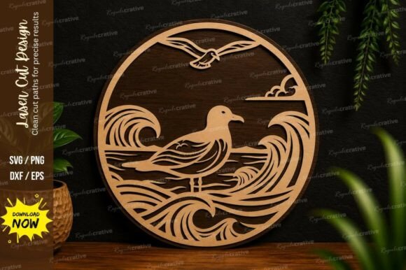Ocean Bird Scene SVG: Premium Laser Cut Design