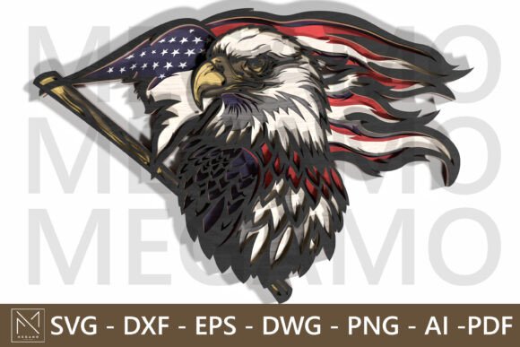 Patriotic Eagle 4th of July SVG Layered: Bold Design for Independence Day