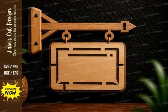 Premium Laser Cut SVG Files for Hanging Sign Boards