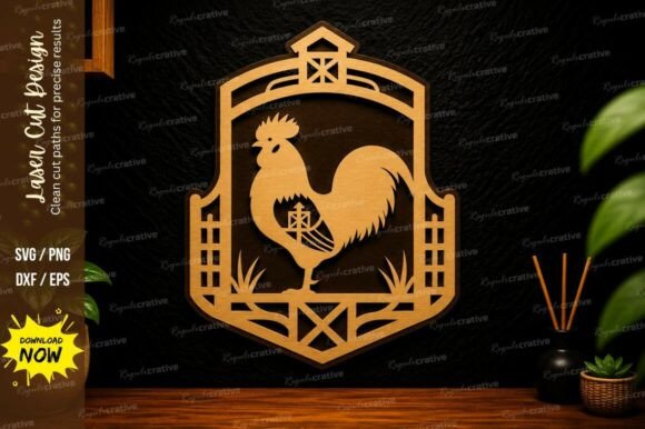 Rooster Farm Badge: A Laser Cut SVG Design