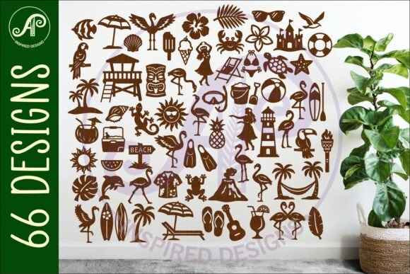 Summer Mega Bundle SVG: 60 Beach Shapes for Projects