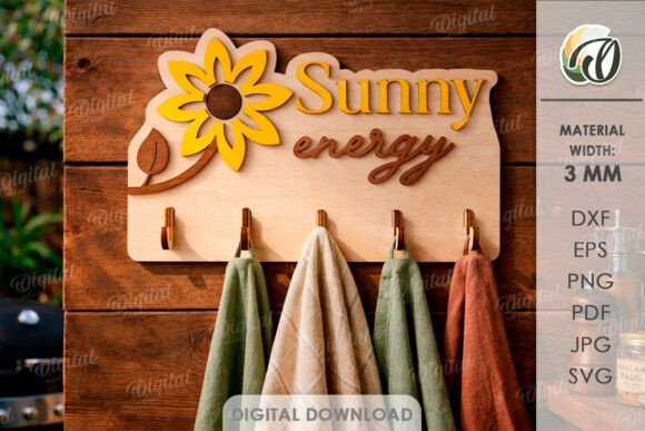 Sunflower 3D Summer Towel Rack Lasercut Design