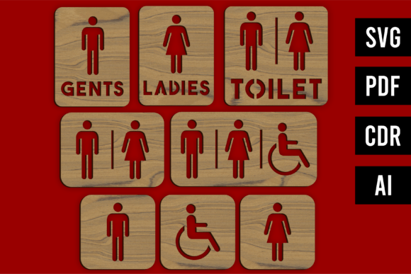 Toilet Sign SVG Bundle: 8 Essential Laser Cut Files
