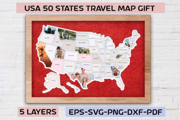 USA Travel Push Pin Map SVG Laser Cut