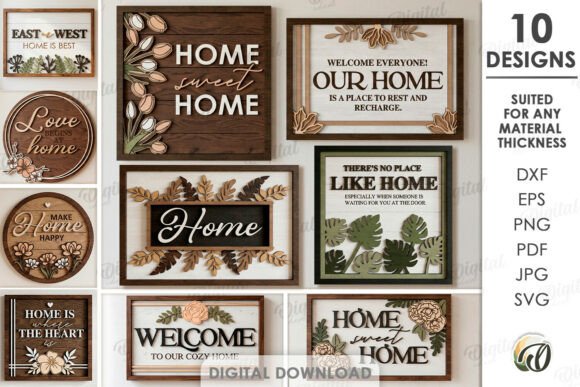 Welcome Home Wall Decor Bundle: Laser Cut SVG Files
